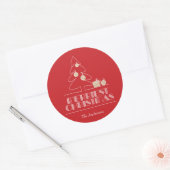 メリークリスマスツリーレッドホリデー ラウンドシール (封筒)