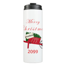 メリークリスマスツリーレッドヴィンテージホイールバロー タンブラー