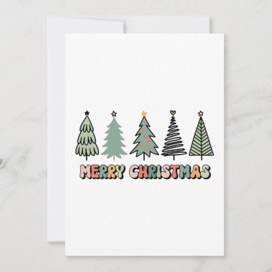 メリークリスマスツリーレトロクリスマス サンキューカード (正面)