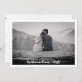 メリークリスマスツリーレトロタイポグラフィファミリーフォト シーズンカード (正面/裏面)