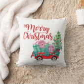 メリークリスマスツリーワゴンギフトキュートおもしろい クッション (ブランケット)