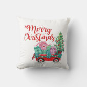 メリークリスマスツリーワゴンギフトキュートおもしろい クッション (正面)