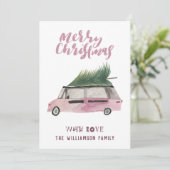 メリークリスマスツリーヴァンウォーターカラーホリデーカード シーズンカード (スタンド正面)