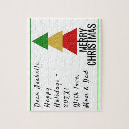 メリークリスマスツリー三角形の形状クリスマスストッキング ジグソーパズル