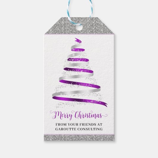 メリークリスマスツリー企業のビジネスホリデー ギフトタグ (正面)