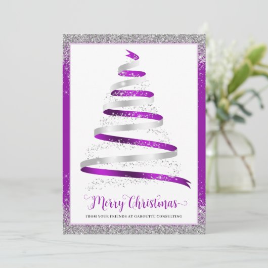 メリークリスマスツリー企業のビジネスホリデー シーズンカード (スタンド正面)