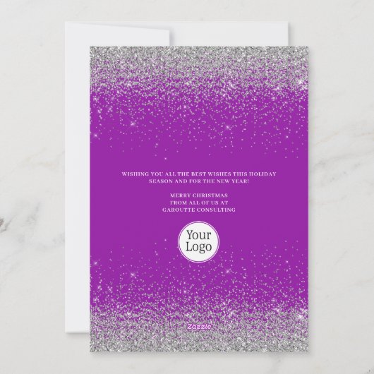 メリークリスマスツリー企業のビジネスホリデー シーズンカード (裏面)