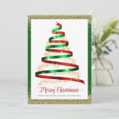 メリークリスマスツリー企業のビジネスロゴカード (スタンド正面)