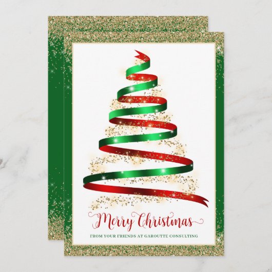 メリークリスマスツリー企業のビジネスロゴカード (正面/裏面)