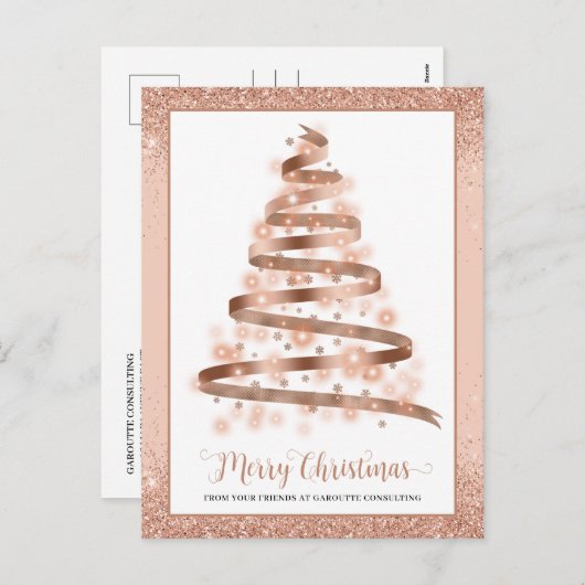 メリークリスマスツリー企業のビジネスロゴ シーズンポストカード (正面/裏面)