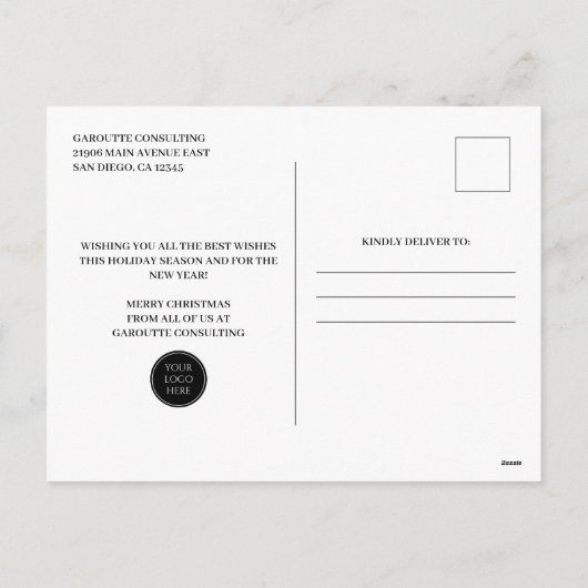 メリークリスマスツリー企業のビジネスロゴ シーズンポストカード (裏面)