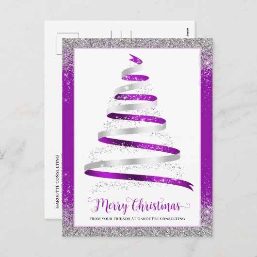 メリークリスマスツリー企業のビジネスロゴ シーズンポストカード (正面/裏面)