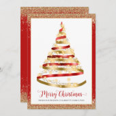 メリークリスマスツリー企業のロゴホリデーカード (正面/裏面)