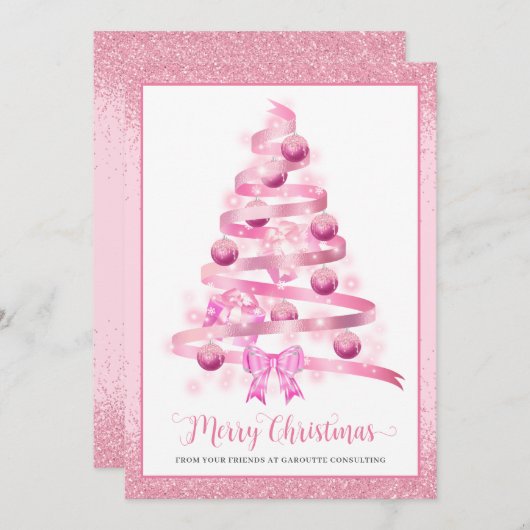 メリークリスマスツリー企業のロゴホリデーカード シーズンカード (正面/裏面)