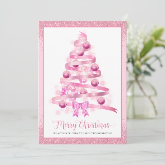 メリークリスマスツリー企業のロゴホリデーカード シーズンカード (スタンド正面)