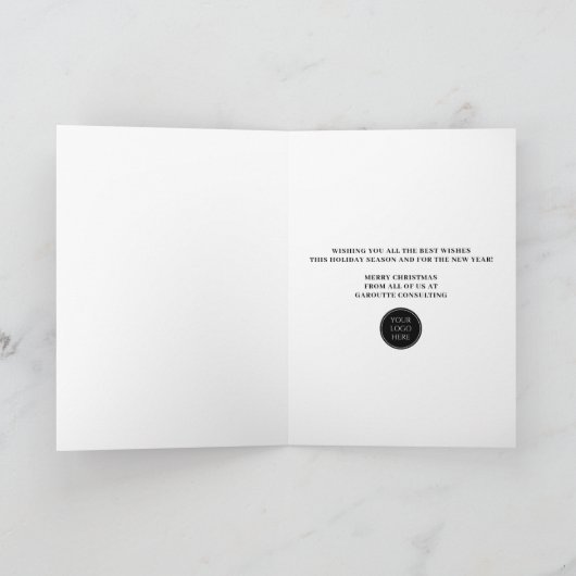 メリークリスマスツリー企業のロゴホリデーカード シーズンカード (内部)