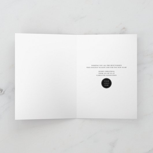 メリークリスマスツリー企業のロゴホリデーカード シーズンカード (内部)