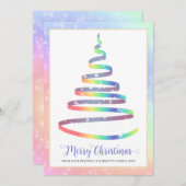 メリークリスマスツリー企業のロゴホリデー シーズンカード (正面/裏面)