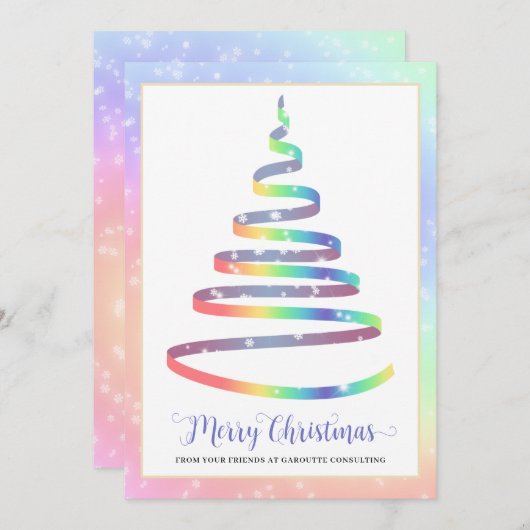 メリークリスマスツリー企業のロゴホリデー シーズンカード (正面/裏面)