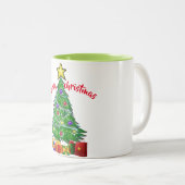メリークリスマスツリー休日デザインマグデザイン ツートーンマグカップ (正面右)