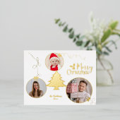 メリークリスマスツリー写真オーナメント 箔シーズンポストカード (立ち正面)