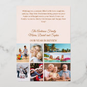 メリークリスマスツリー写真年レビューバラ金ゴールド 箔シーズンカード (裏面)