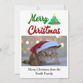 メリークリスマスツリー写真赤い緑のスクリプト シーズンカード