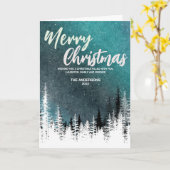 メリークリスマスツリー冬の夜の森の休日 カード (黄色い花)