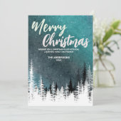 メリークリスマスツリー冬の夜の森の休日 シーズンカード (スタンド正面)