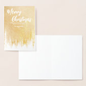 メリークリスマスツリー冬の夜の森の金ゴールド 箔カード (ディスプレー)