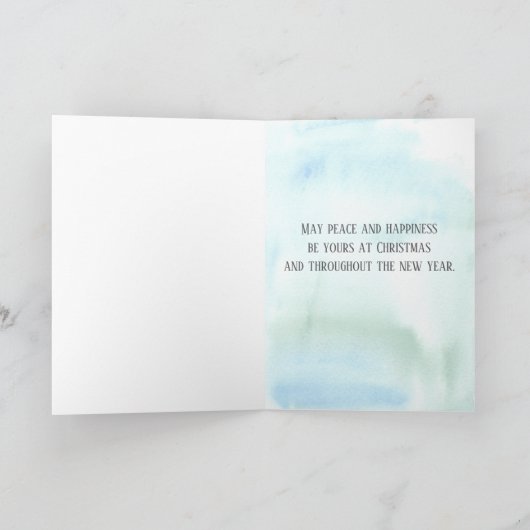 メリークリスマスツリー冬の雪の水色 カード (内部)