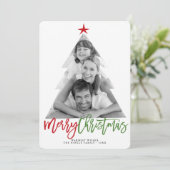 メリークリスマスツリー切り出しブラシスクリプト写真 シーズンカード (スタンド正面)
