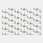 メリークリスマスツリー千鳥格子のサンタパターン ラッピングペーパーシート (正面)