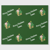 メリークリスマスツリー名前をカスタムする パーソナライズされた ラッピングペーパー (フラット)