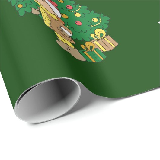 メリークリスマスツリー名前をカスタムする パーソナライズされた ラッピングペーパー (ロールコーナー)