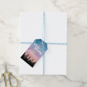 メリークリスマスツリー夜のグラデーションスクリプトフォレスト ギフトタグ (より糸付き)