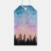 メリークリスマスツリー夜のグラデーションスクリプトフォレスト ギフトタグ (裏面)