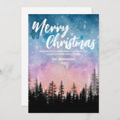 メリークリスマスツリー夜のグラデーションスクリプトフォレスト シーズンカード (正面/裏面)