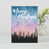 メリークリスマスツリー夜のグラデーションスクリプトフォレスト シーズンカード (スタンド正面)
