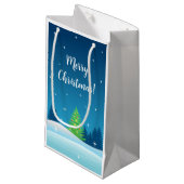 メリークリスマスツリー姿スケートで滑るガールサンタハット スモールペーパーバッグ (正面アングル)