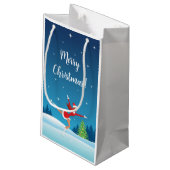 メリークリスマスツリー姿スケートで滑るガールサンタハット スモールペーパーバッグ (裏面アングル)