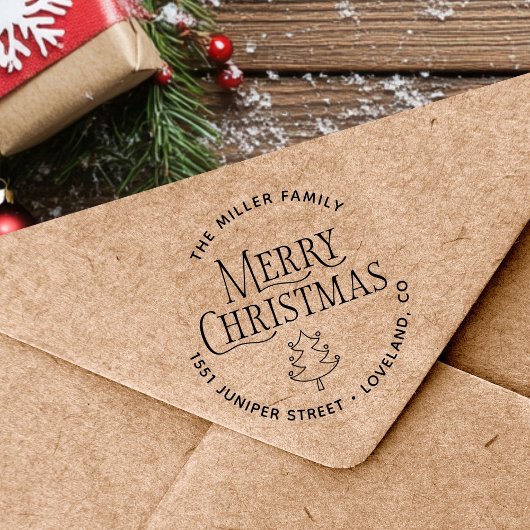 メリークリスマスツリー差出人住所 セルフインキングスタンプ