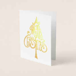 メリークリスマスツリー引用文 箔カード