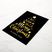 メリークリスマスツリー形状ブラック 箔シーズンカード (回転した状態)