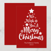 メリークリスマスツリー形状レッドクリスマスカード シーズンカード (正面/裏面)