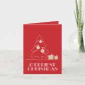 メリークリスマスツリー折り畳み赤い写真の休日 カード (正面)