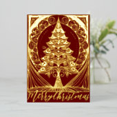 メリークリスマスツリー抽象芸術テーマイラストレーション 箔シーズンカード (立ち正面)