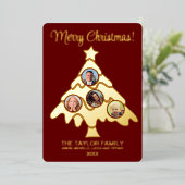 メリークリスマスツリー挿入フォトファミリフレーム 箔シーズンカード (立ち正面)