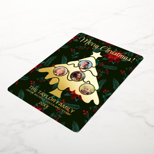 メリークリスマスツリー挿入フォトファミリーフレームFoi 箔シーズンカード (回転した状態)