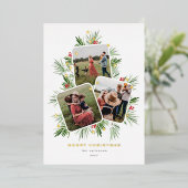 メリークリスマスツリー数々の写真 箔シーズンカード (立ち正面)